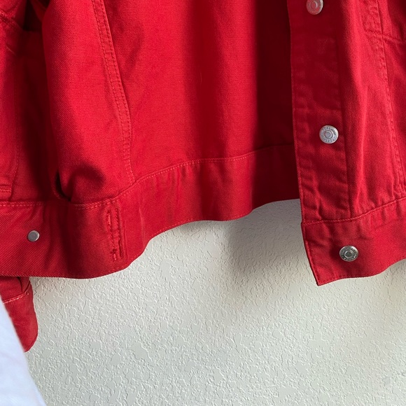 Topshop MOTO Boxy Red Denim Jacket - Picture 7 of 8